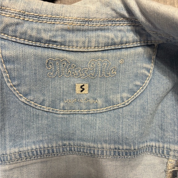Miss Me Light Blue Denim Jacket with Lace and Studs - Picture 7 of 7